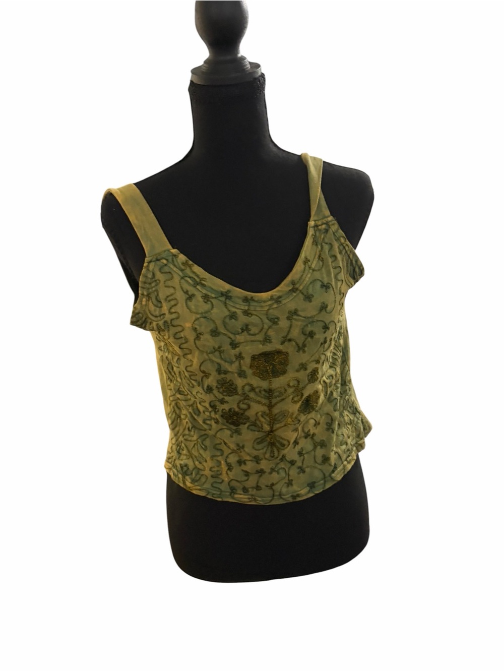 Source Unknown Olive Green Embroidered Camisole